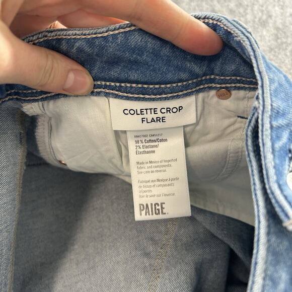 Paige Jeans Women’s 30 Colette Crop Flare Raw Hem Denim Boho Casual Retro - Picture 7 of 11